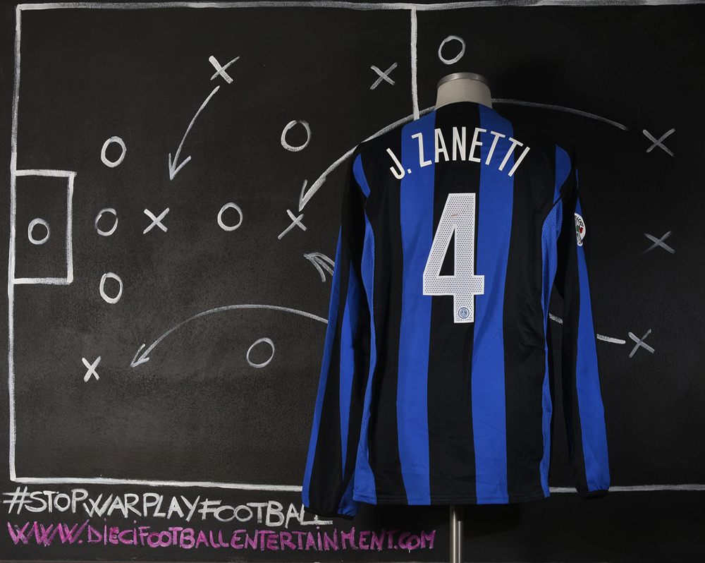 INTERNAZIONALE F.C. 2004/2005 UNWASHED MATCH WORN SHIRT vs LECCE with COA * ZANETTI JAVIER * - Image 2